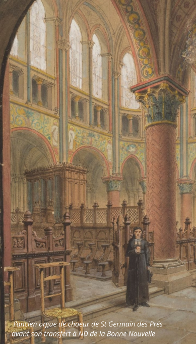 l'ancien orgue de choeur de St Germain des Prés avant son transfert à ND de la Bonne Nouvelle